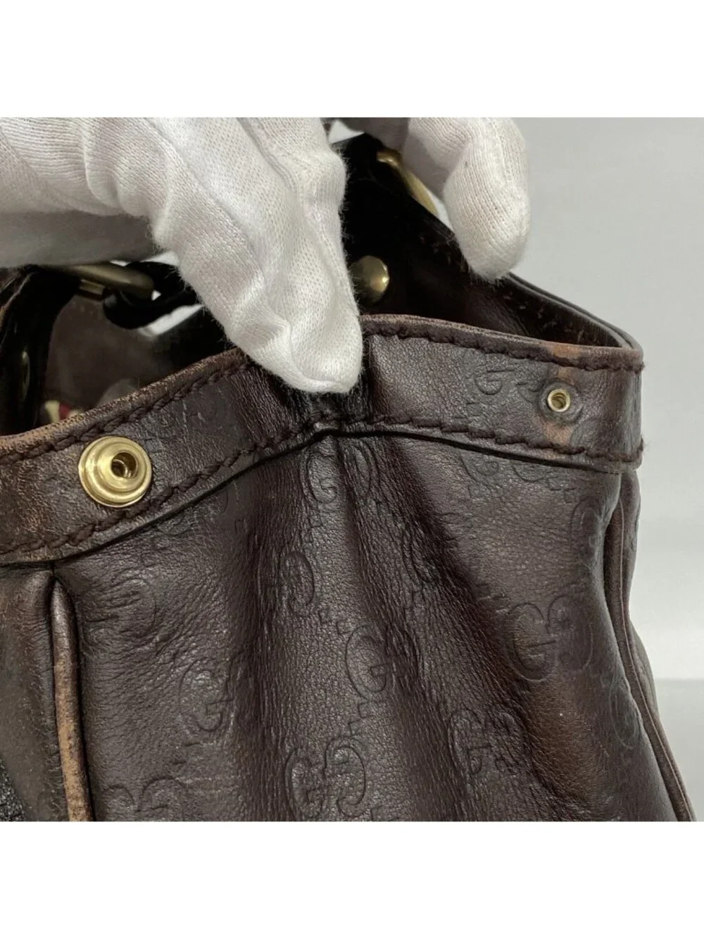 Gucci Tote Guccissima Ski Leather Brown Gold